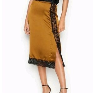 Victoria's Secret Satin Lace Side Button Slip Skirt